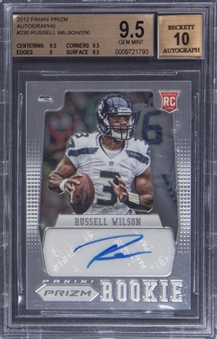 2012 Panini Prizm Autographs #230 Russell Wilson Signed Rookie Card (#221/250) - BGS GEM MINT 9.5/BGS 10